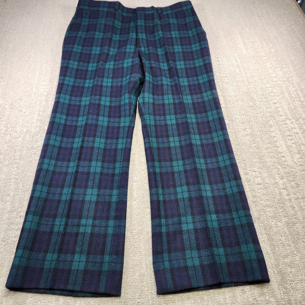 True Vintage 60s Pendleton Pants Men 36x29 Flare Blackwatch Plaid Wool Trouser